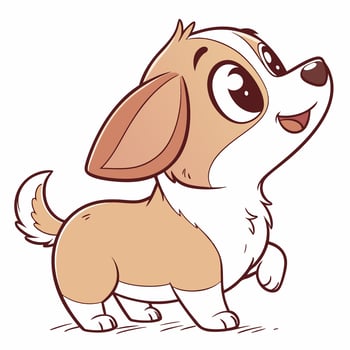 Adorable Cartoon Corgi Puppy Smiling Cheerfully with a Big Head vector
