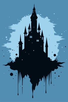 Silhouette of a majestic castle against a backdrop of a serene blue sky vector
