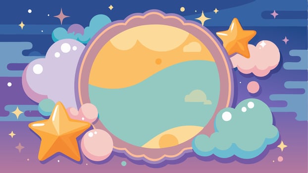 Dreamy Night Sky with Clouds and Stars for Kids Frame Illustration vector
