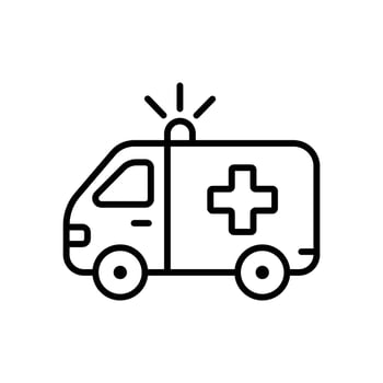 Line art icon of an ambulance representing emergency medical services vector