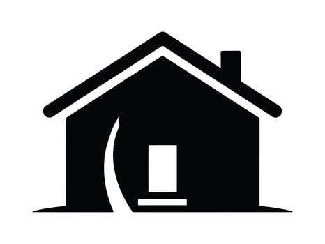 Simple black and white house icon illustrating home real estate and property vector