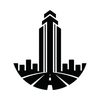 Abstract urban cityscape illustration depicting a road leading to a modern metropolis vector