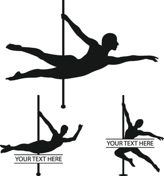 Pole Dance Poses Silhouettes, Pole Dancing logo, vector
