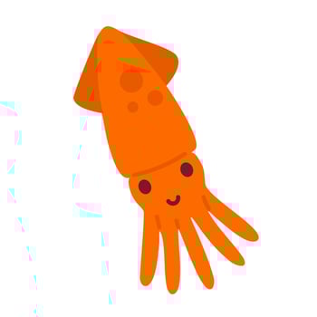 Bright orange squid with long tentacles and a smile, ideal for underwater illustrations and playful kids designs vector