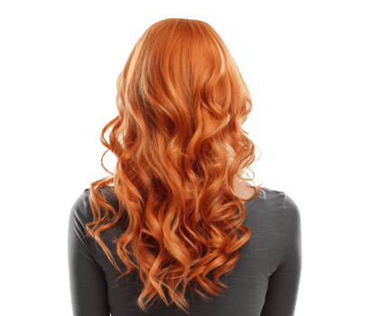 Beautiful wavy orange hair at a trendy hairstyle salon png