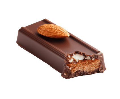 Delicious chocolate bar with almond filling for sweet cravings png