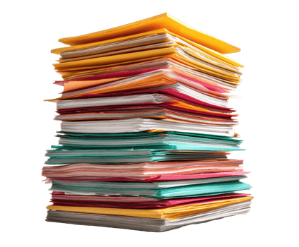 Colorful files organized for office documentation and planning png