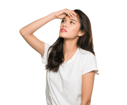 Woman feeling stressed during a busy day at work png