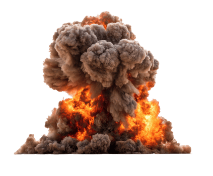 Explosive smoke and fire cloud rising from a detonation site png