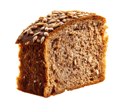 Freshly baked whole grain bread with seeds for healthy eating png