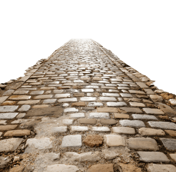 Unique cobblestone path stretching into the distance png