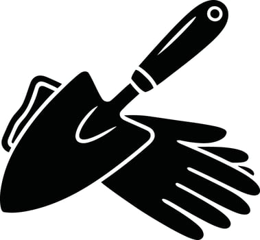 Gardening trowel and glove icon vector