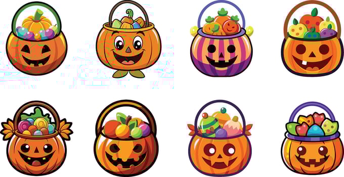 Halloween pumpkin bucket clipart vector