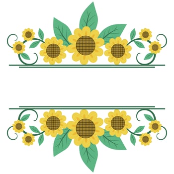 sunflowers frame and text box on transparent background vector