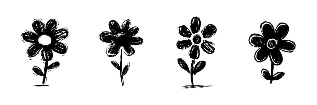 Hand-Drawn Flower Sketches Set. Artistic Floral Illustrations Collection. Isolated Illustration vector