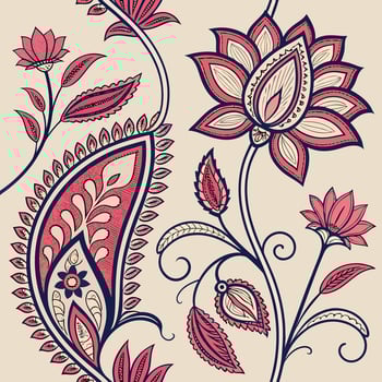 Seamless floral pattern with indian paisley and botanical motifs vector