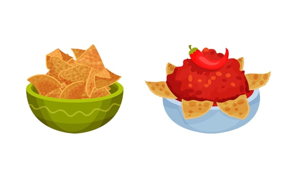 Mexican traditional food set. Burritos and salsa sauce illustration vector