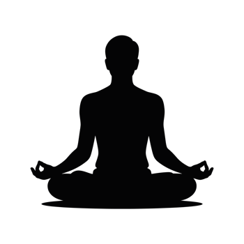 A silhouette of a person sitting cross-legged in a meditative pose cutouts png