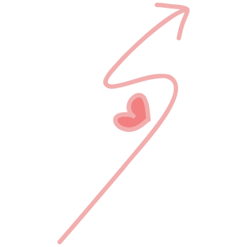 a pink arrow with a heart on it png