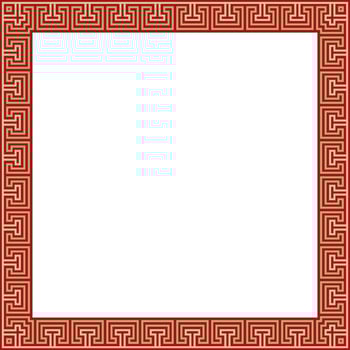 gold with red classic Greek square ornament. Rectangle of Ancient Greece and Roman Empire. Byzantine paint of walls, floors and ceilings vector