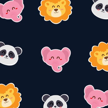 Animal seamless pattern with dark blue background vector