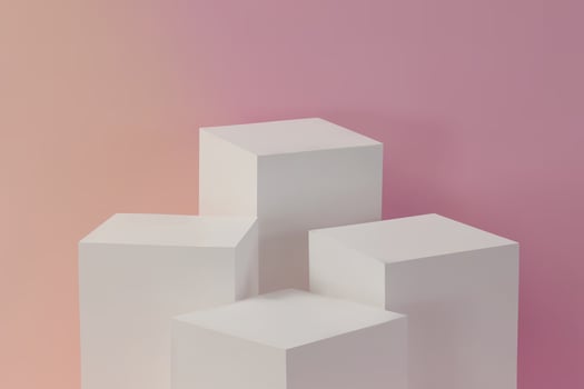3d cube podiums background. Three-dimensional illustration stage. Winner platform for product display, award ceremony, presentation, or competition scene. Realistic, abstract, graphic use. vector