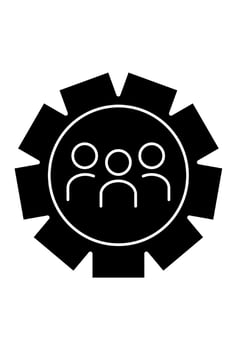 Collective effort and teamwork in a mechanical context icon vector