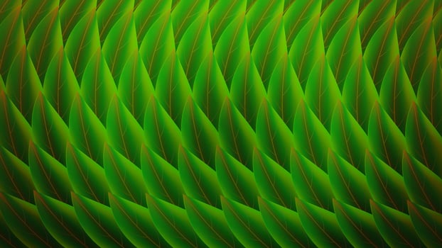 Abstract Green Leaf Pattern Background. A dense green leaf pattern forms a rhythmic abstract background ideal for environmental, health, or botanical themes with a fresh and modern aesthetic vector