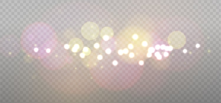 Pink Gold abstract bokeh overlay design. Holiday photo sparkle decoration. glowing light elements vector