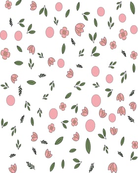Abstract paatern with pink flowers and leaves vector