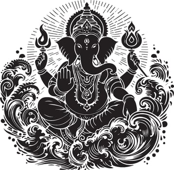 Silhouette of lord Ganesha vector