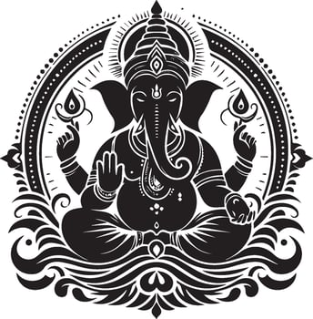 Ganesha Divine ElephantHeaded God in Ornate Silhouette vector