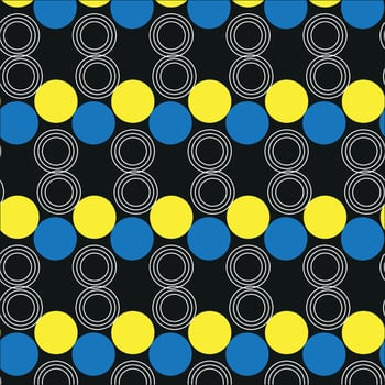 A black and yellow pattern with circles vector