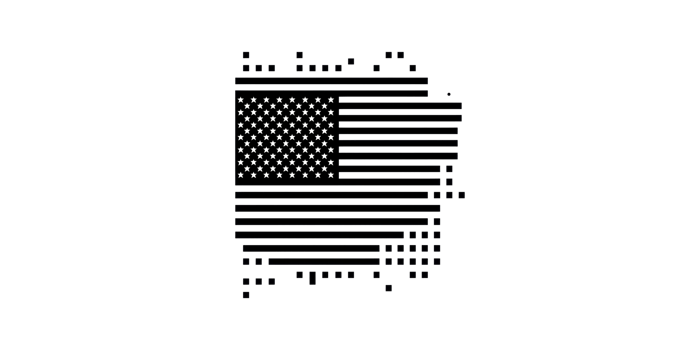 Digital representation of the american flag in binary isolated on transparent background png