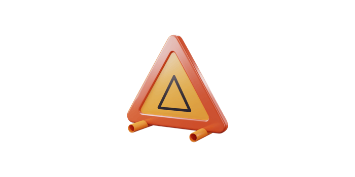 Orange warning triangle sign isolated on transparent background png