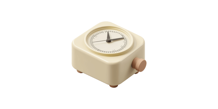 Vintage beige timer clock isolated on transparent background png
