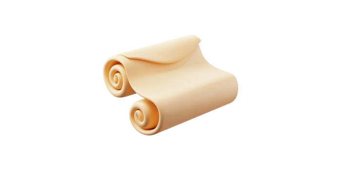 Rolled-up sheet of laminated dough isolated on transparent background png