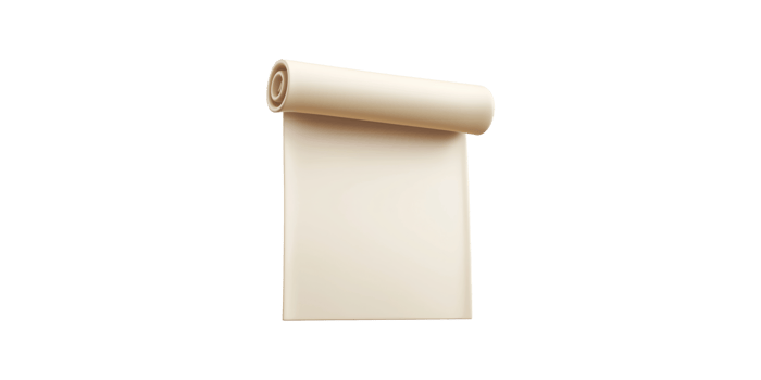 Roll of blank parchment paper isolated on transparent background png