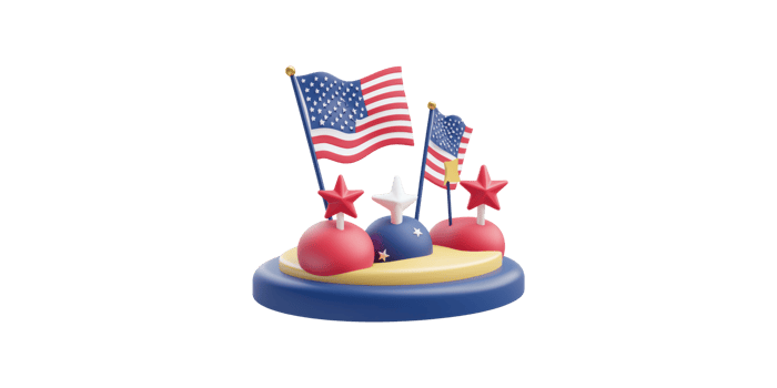 Patriotic usa flag souvenirs with stars isolated on transparent background png