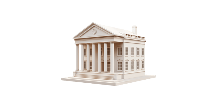 Classic white mansion with pillars isolated on transparent background png