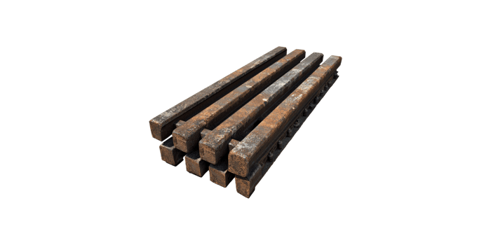 Set of rusty steel beams isolated on transparent background png