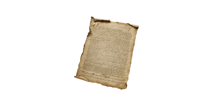 Old aged manuscript with handwritten text isolated on transparent background png