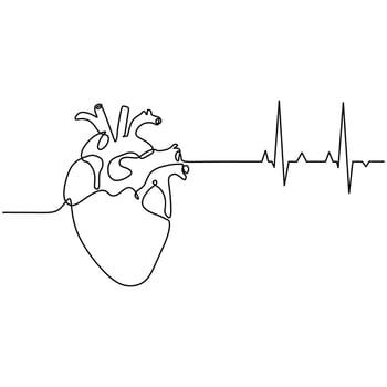 Continuous One Line Heart Pulse vector