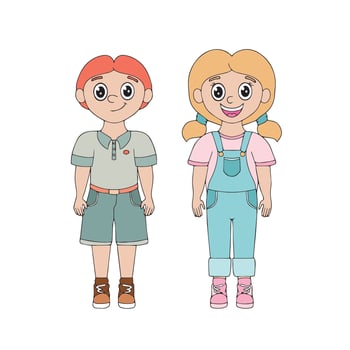 Smiling boy and girl. Set of cute kids for International Children's Day. Design for greeting cards, holiday invitations. vector