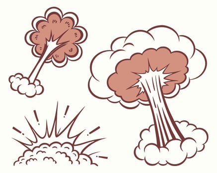 Comic book explosion silhouettes set vector