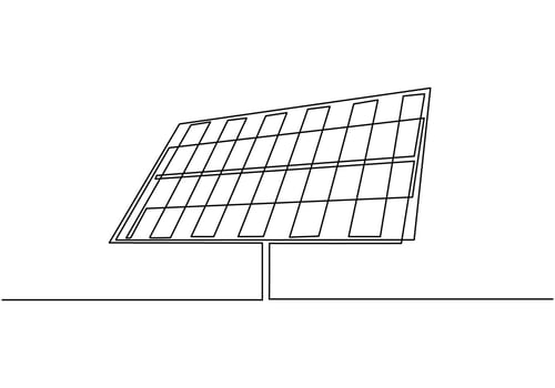 Solar Panels One Line Drawing vector
