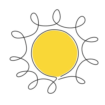 Sun Continuous Line Doodle vector