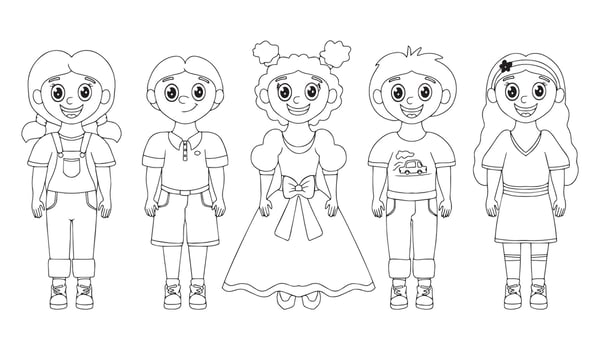 happy children hand drawn. Cute boys and girls smiling. Design for international children's day. illustration vector