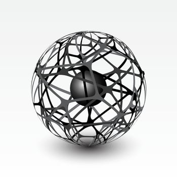 3d abstract dark color circle with ball center vector