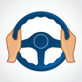 steering wheel with hands color icon vector